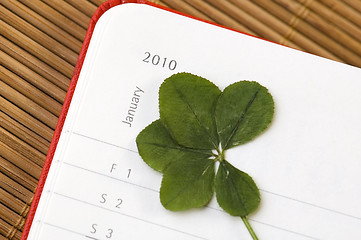 Image showing Five Leaf Clover  and New Year. January 2010.