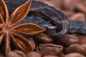 Image showing aroma coffe. ingredients. coffe beens, anise, vanilla