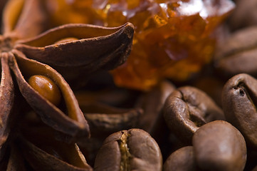 Image showing aroma coffe. ingredients. coffe beens, anise, sugar