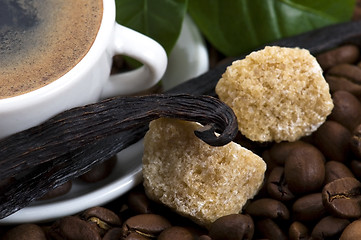 Image showing aroma coffee with vanilla and coffee branch