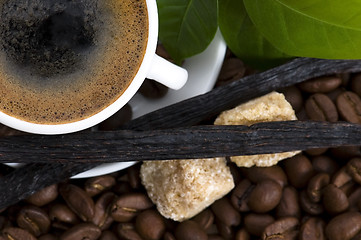 Image showing aroma coffee with vanilla and coffee branch