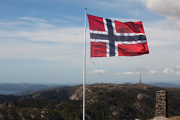 Image showing Flag on top of Ulriken