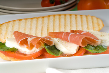 Image showing panini caprese and parma ham