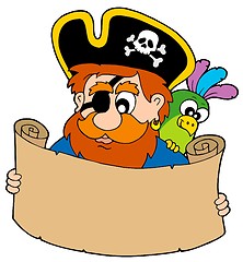 Image showing Pirate reading treasure map