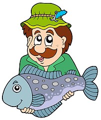 Image showing Fisherman holding big fish