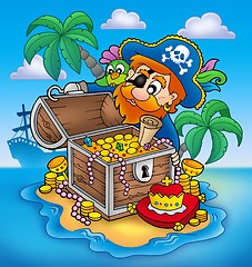 Image showing Pirate and treasure