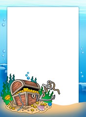 Image showing Frame with treasure chest in sea