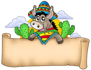 Image showing Mexican donkey holding parchment