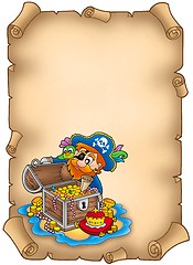 Image showing Parchment with pirate and treasure