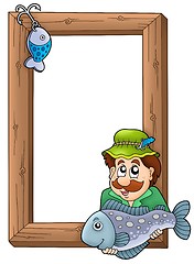 Image showing Wooden frame with fisherman