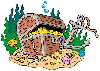 Image showing Treasure chest on sea bottom