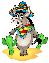 Image showing Mexican donkey with cactuses