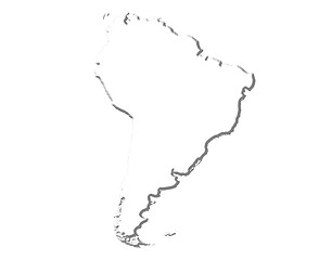 Image showing South America 3D White Map