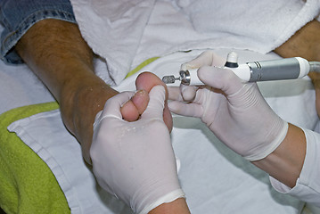 Image showing Pedicure removing hard skin.
