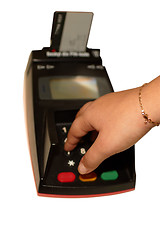 Image showing Commerce - Hand using Eftpos machine