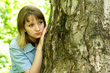 Image showing Girl and tree