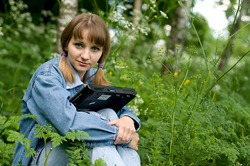 Image showing Girl and  laptop