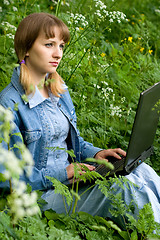 Image showing Girl and  laptop