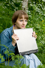 Image showing Girl and  laptop