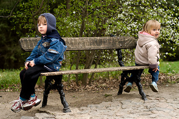 Image showing Offended on a bench