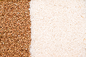 Image showing Buckwheat and rice background