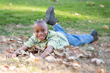 Image showing Young African American Boy in the Park