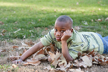 Image showing Young African American Boy in the Park