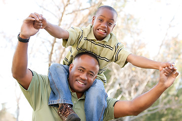 Image showing African American Man and Child Having Fun