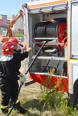 Image showing Fireman after work