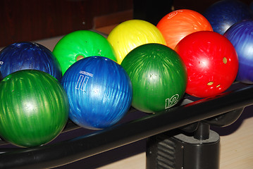 Image showing colorful bowling balls