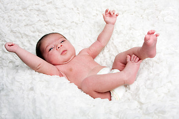 Image showing Happy baby in cloud