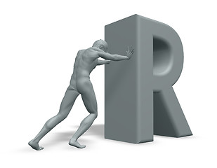 Image showing man pushes the letter R