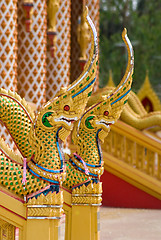 Image showing Naga heads at Buddhist temple in Thailand