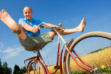 Image showing Man bicycling