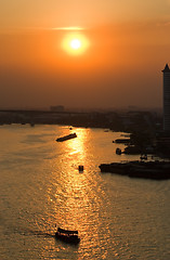 Image showing Sunset over Chao Praya River