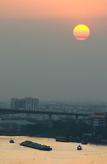 Image showing Polluted sunset over Bangkok