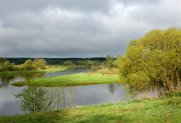Image showing Landscape with the river and island.
