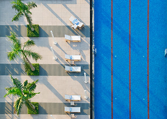 Image showing Swimming Pool and Sun beds