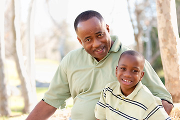 Image showing Attractive African American Man and Child Having Fun