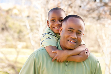 Image showing African American Man and Child Having Fun