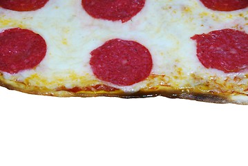 Image showing 3-cheese pizza and salami homemade (isolated)