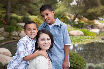 Image showing Happy Hispanic Mother and Sons