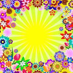 Image showing Abstract floral background with rays 