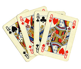 Image showing Poker of queens cards