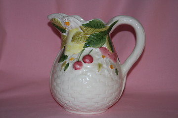 Image showing Pot with decor of  cherry and flowers