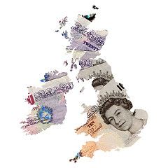 Image showing UK map with pounds