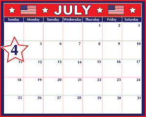 Image showing Fourth of July  Calendar