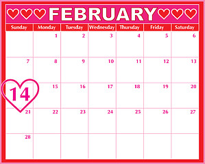 Image showing Valentines Day Calendar