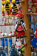 Image showing Colourful figures of wood