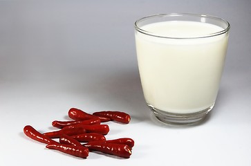 Image showing Pepper and milk